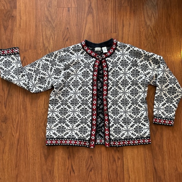 Vintage L.L. Bean Patterned Cardigan size XL - Picture 1 of 7